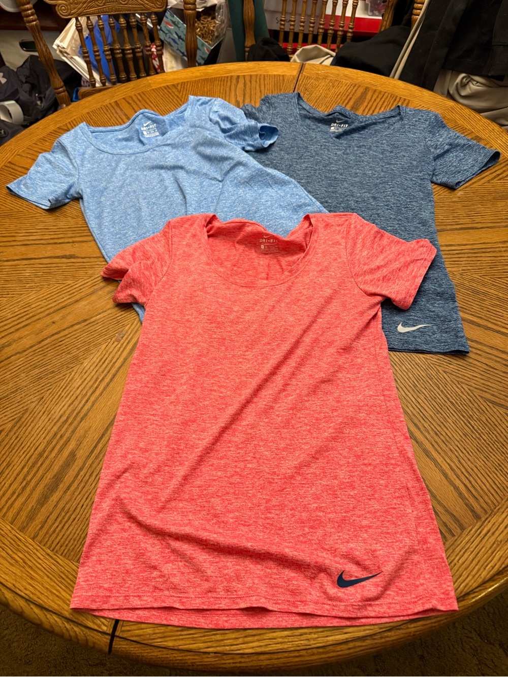 Lot of 3 Nike Dri-FIT Heathered Short-Sleeve Tee - Red, Light Blue, Navy